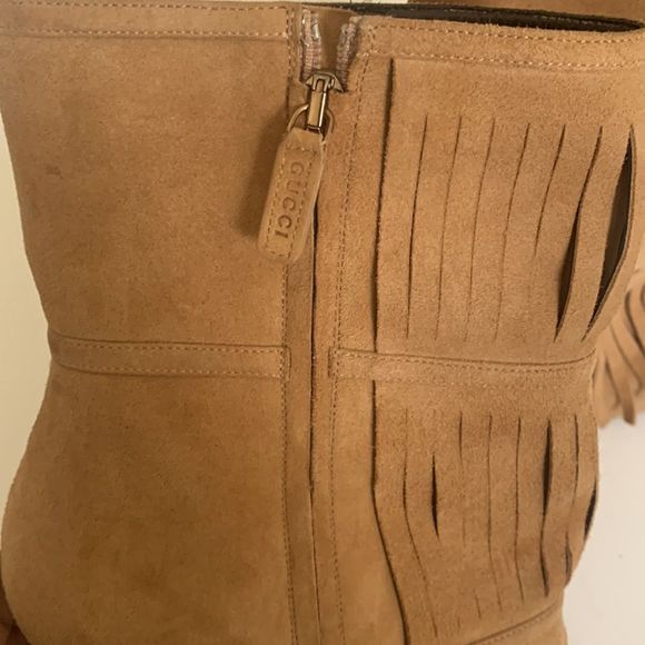 Suede Gucci Peep Toe Booties - Picture 4 of 5